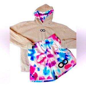 Matching set Infinity tie dye heather grey sweatshirt sport shorts